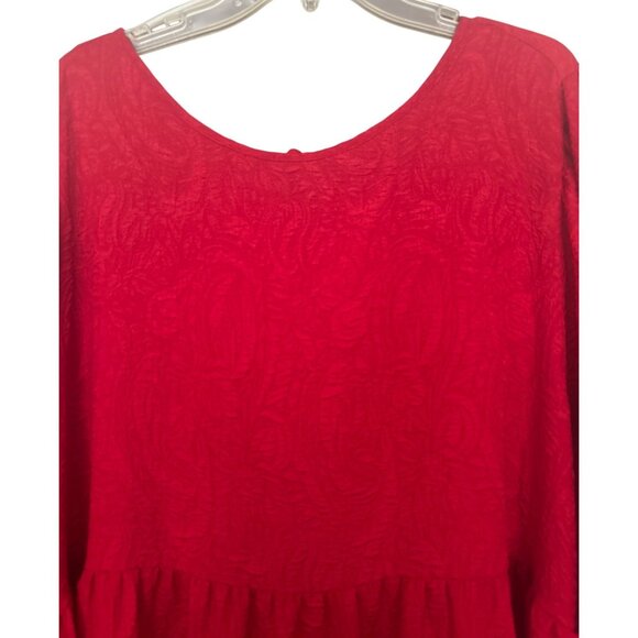 Women’s Plus Size Dress Red Layered Tiered 4X Ava & Viv 3/4 Sleeve Balloon VGC - Picture 7 of 13